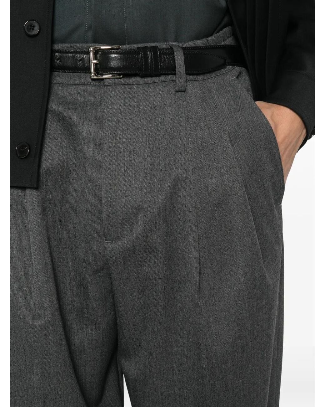 Low Brand Gray Zeta Pleated-Detail Tailored Trousers for men