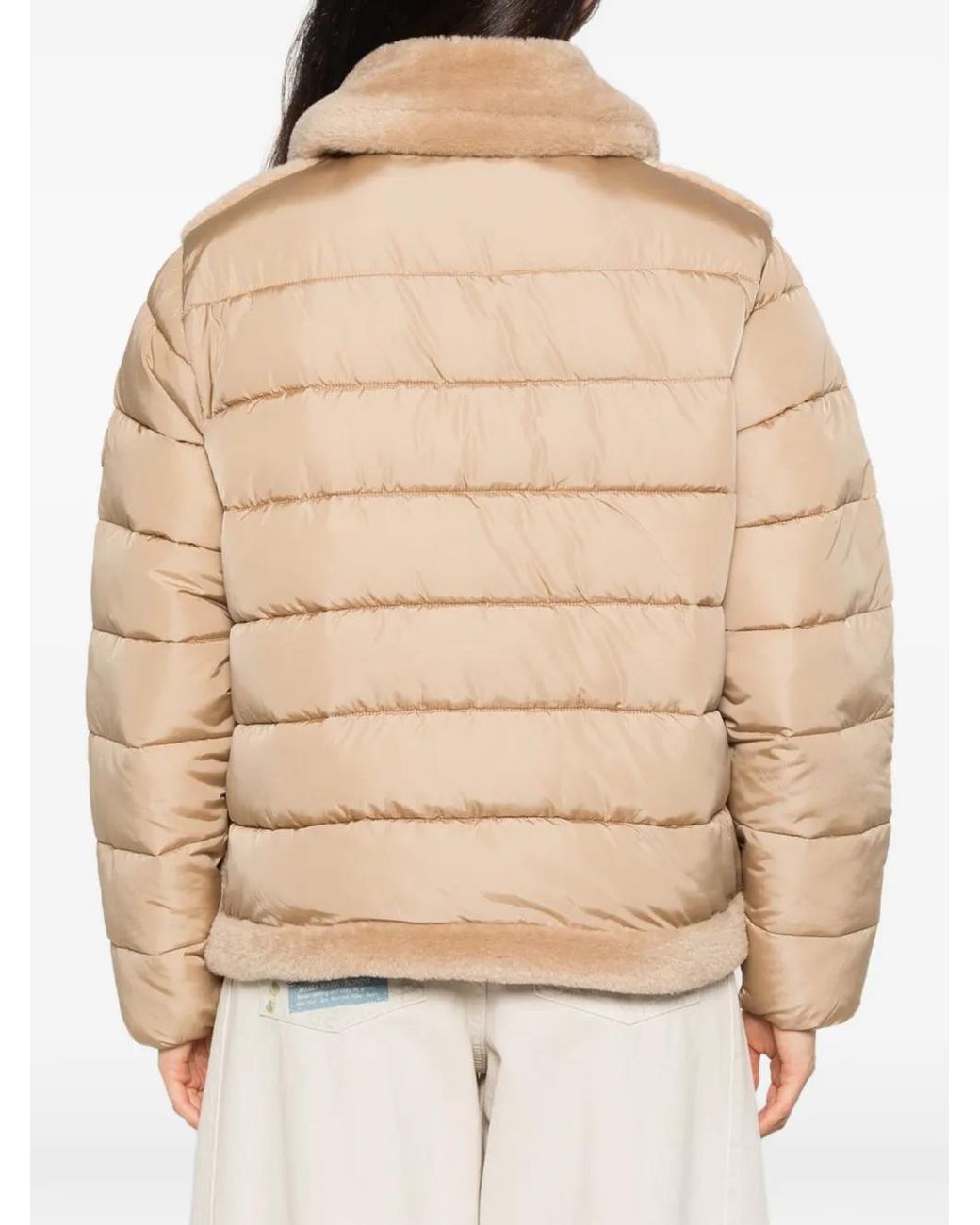 Save The Duck Natural Faux-Fur Panelled Puffer Coat