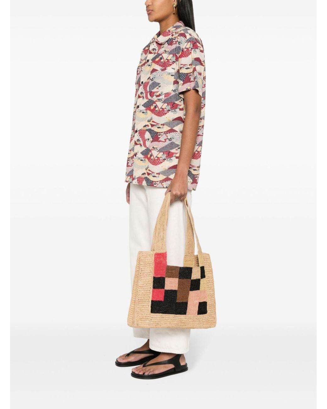 Sandro X Louis Barthélemy Raffia Tote Bag in Black | Lyst