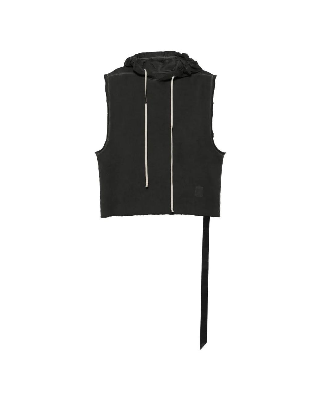 Rick Owens Black Sleeveless Raw-Cut Hoodie for men