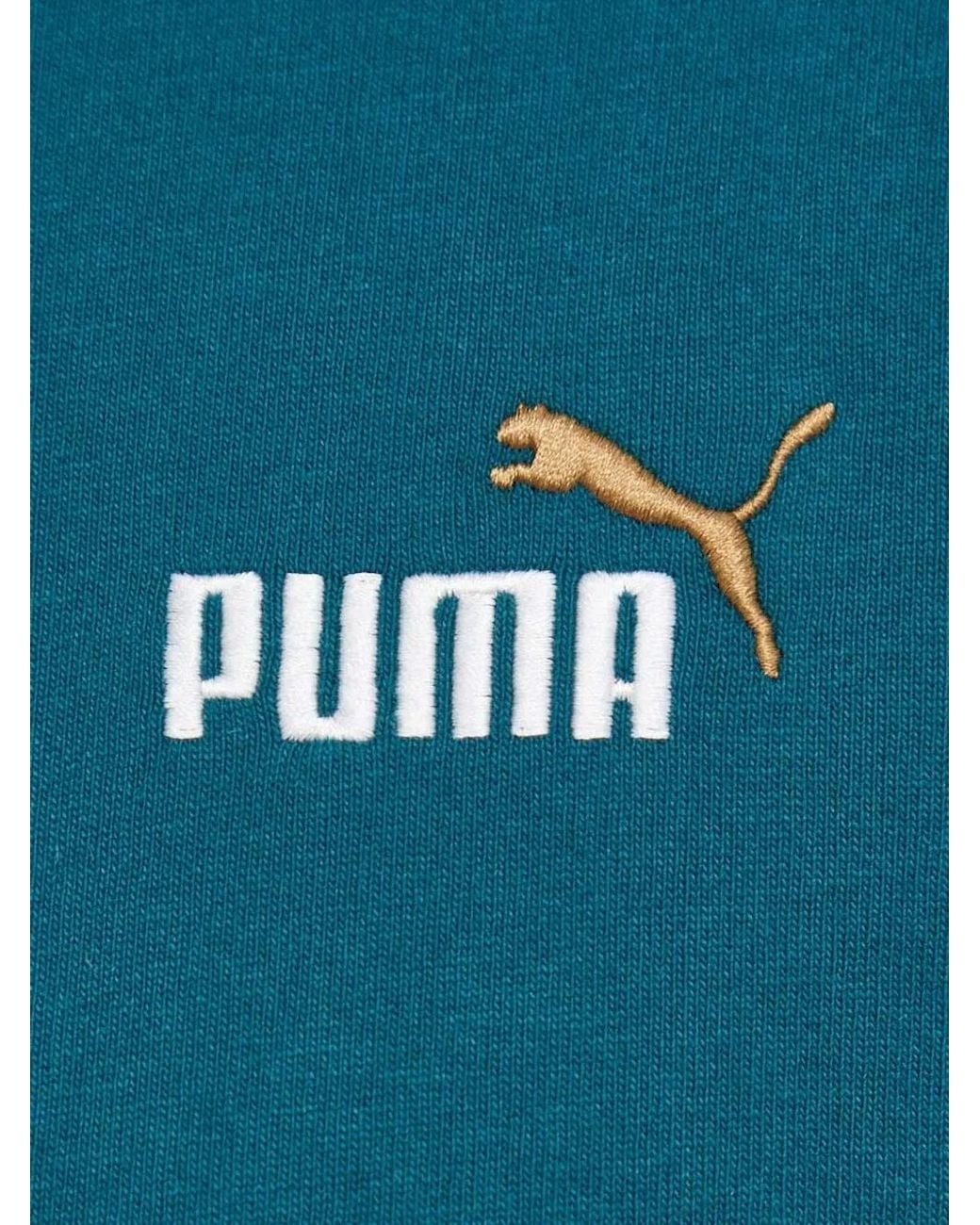 PUMA Blue Logo-Embroidered Graphic-Print T-Shirt for men