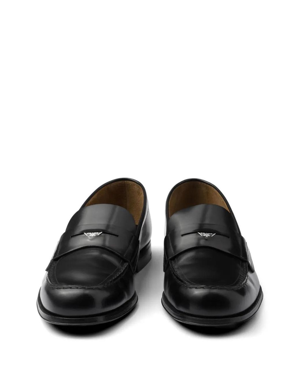 Prada Black Brushed Leather Loafers for men