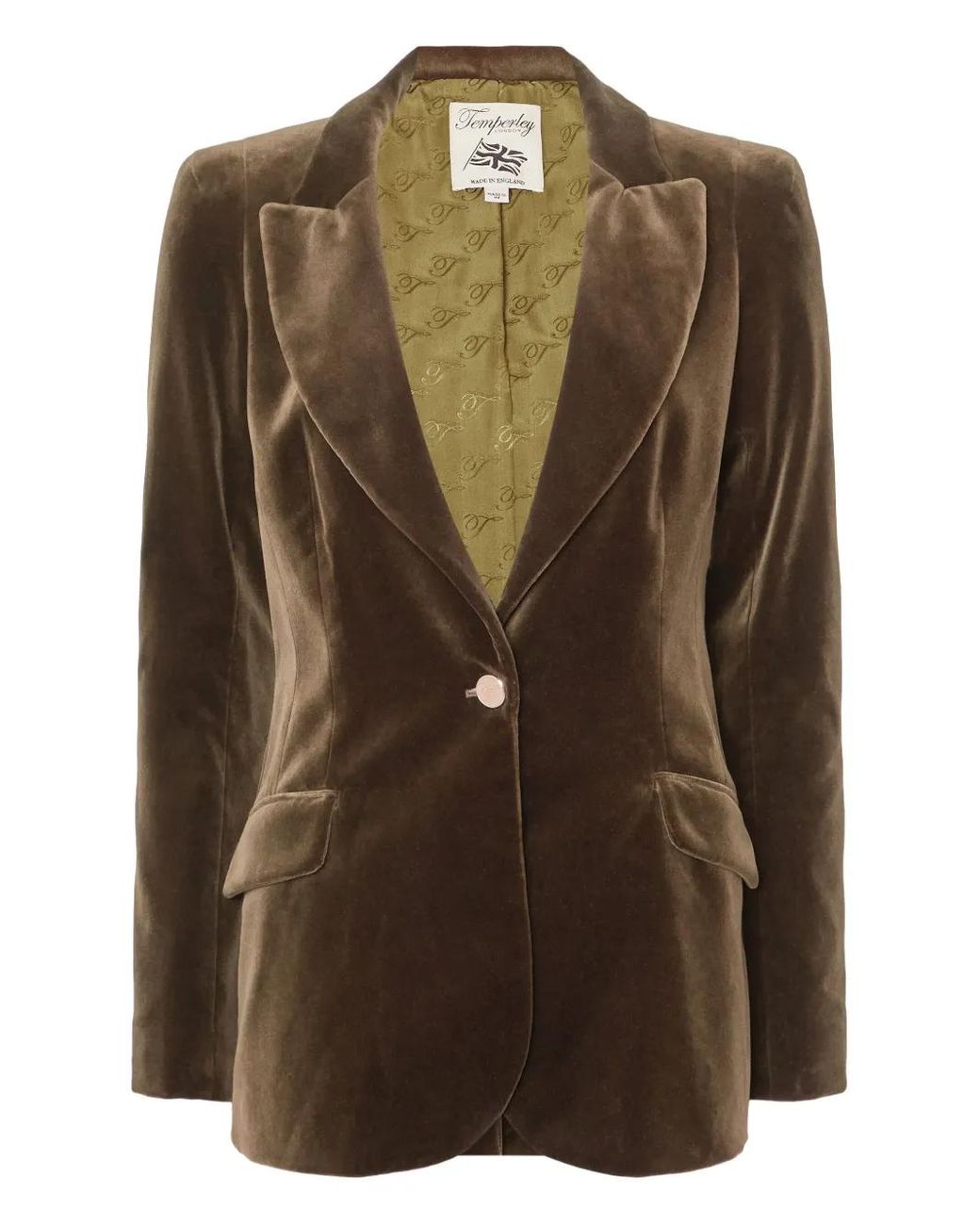Temperley London Green Velvet Single-Button Jacket