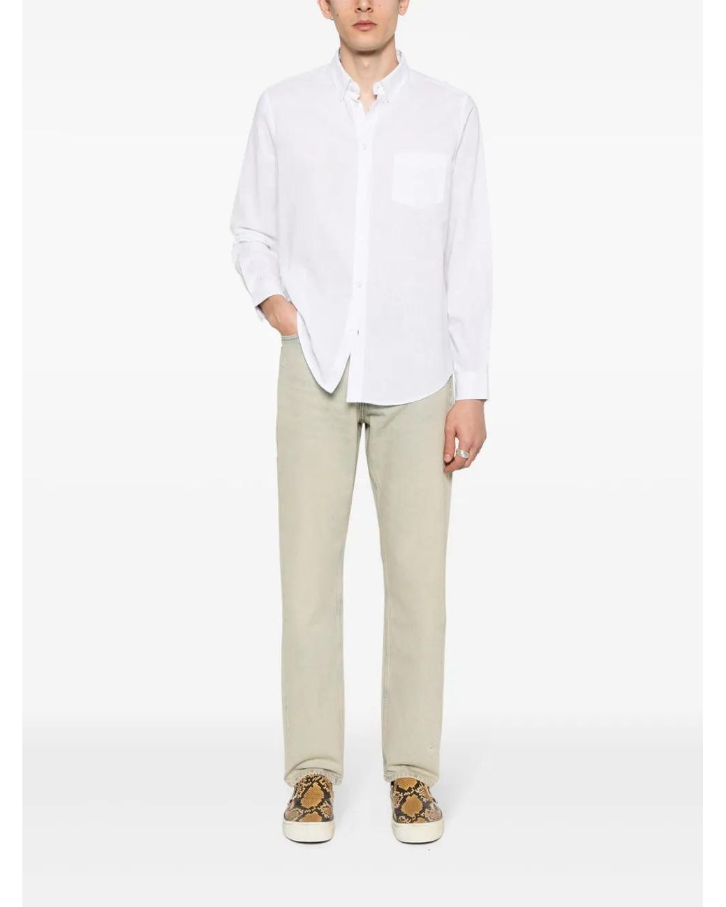 Samsøe & Samsøe White Liam Slub-Texture Shirt for men