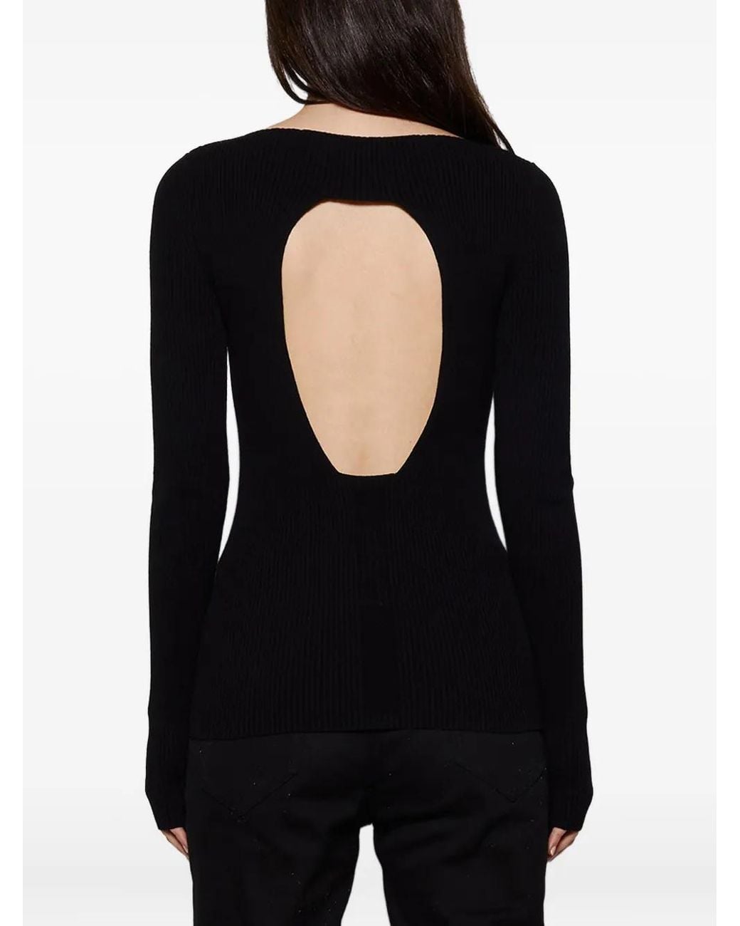 Rick Owens Black Geripptes Oberteil Mit Rückenausschnitt