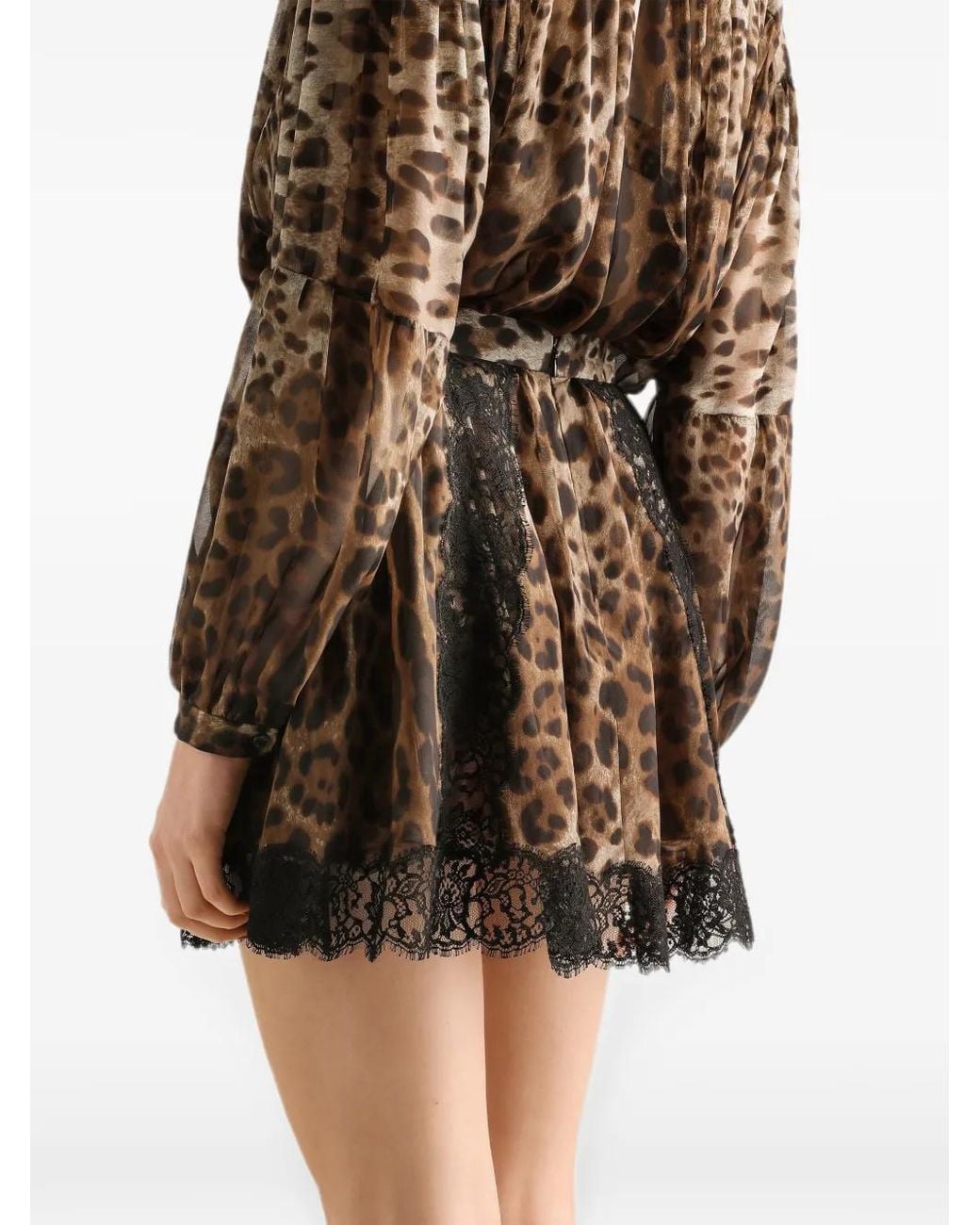 Dolce & Gabbana Brown Leo-Print Chiffon Skirt