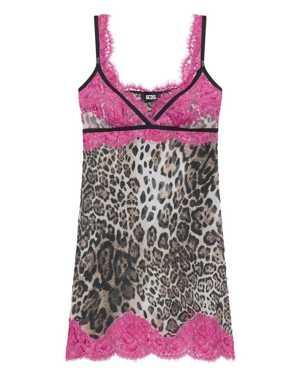Gcds Purple Lace Animal-Print Dress
