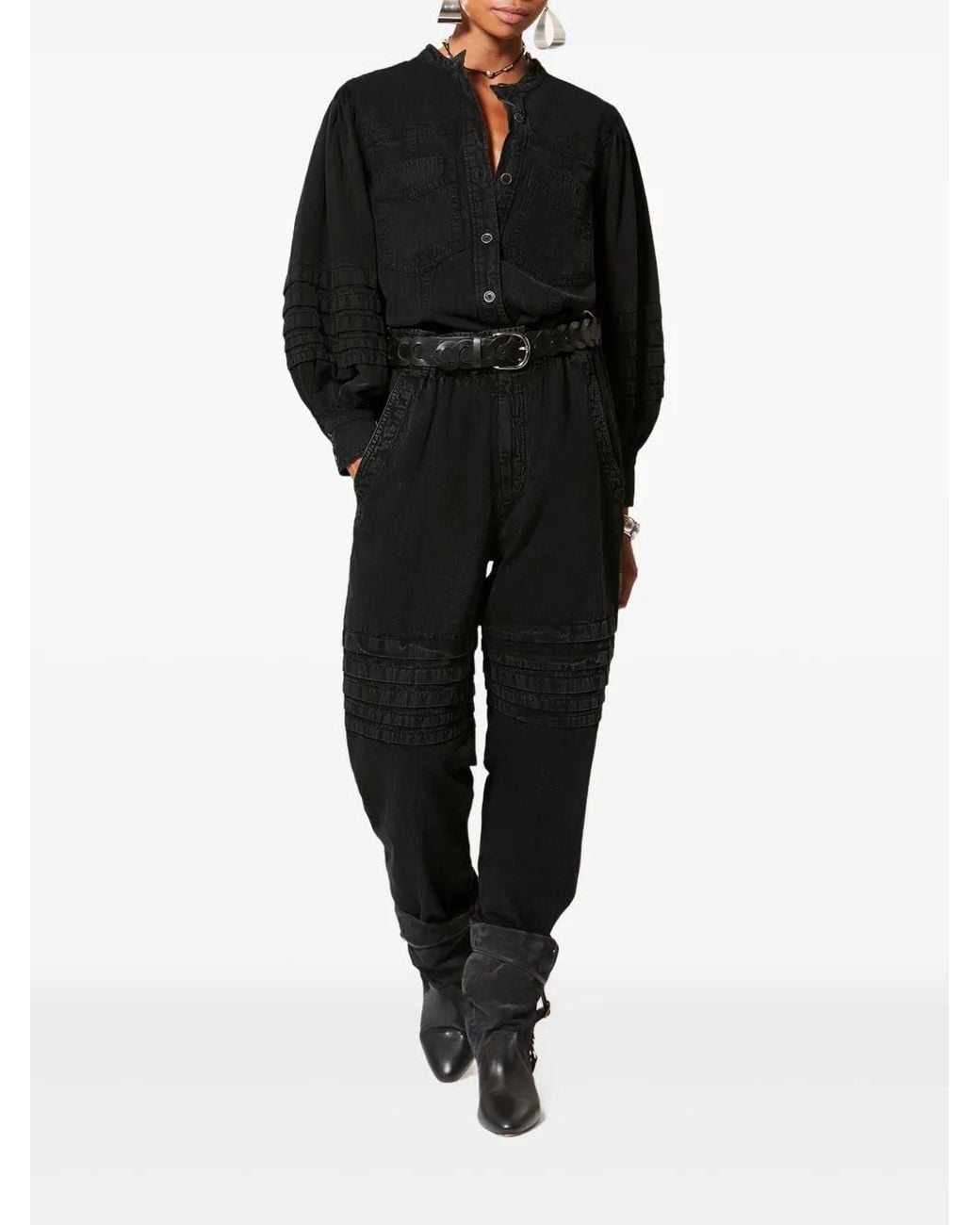 Isabel Marant Black Mileda Patch-Pocket Shirt