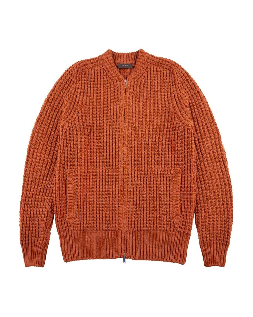Zanone Orange Zip-Up Cardigan for men
