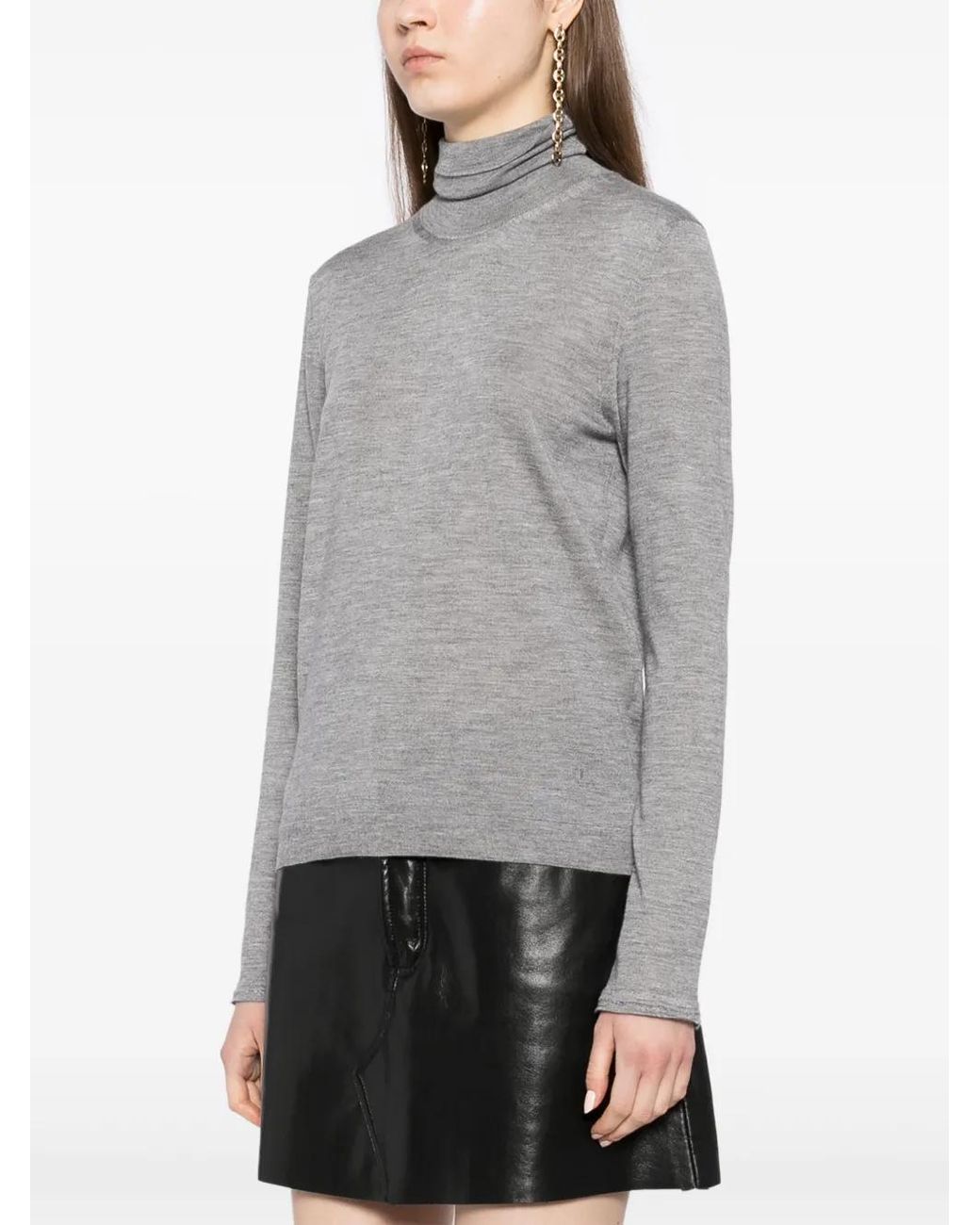 Tom Ford Gray Turtleneck Knitted Top