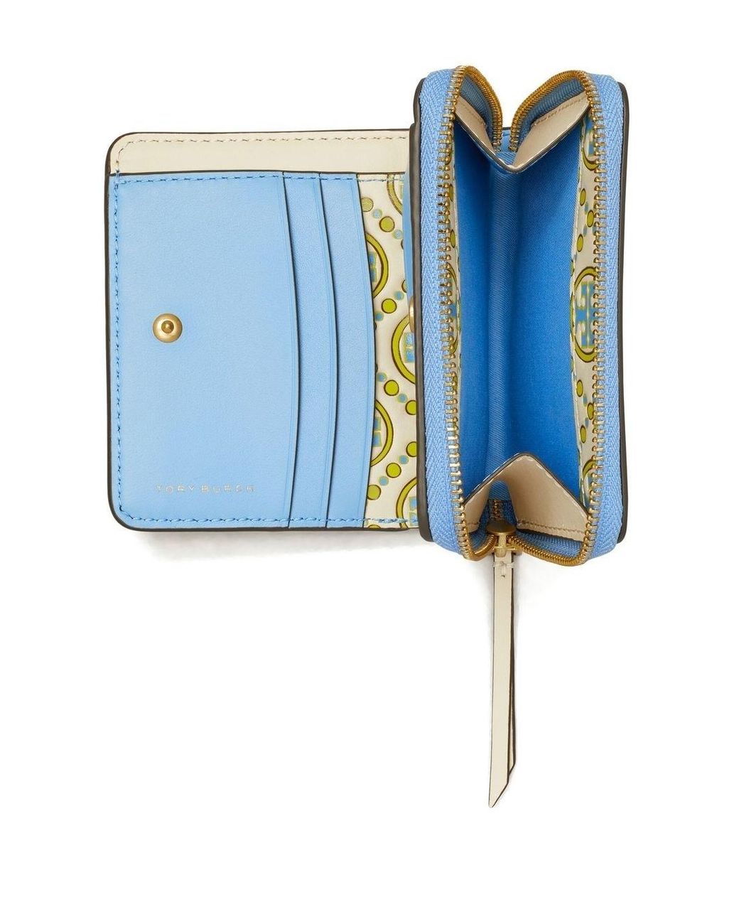 Tory Burch T Monogram Contrast Embossed Bi-fold Wallet in Blue | Lyst