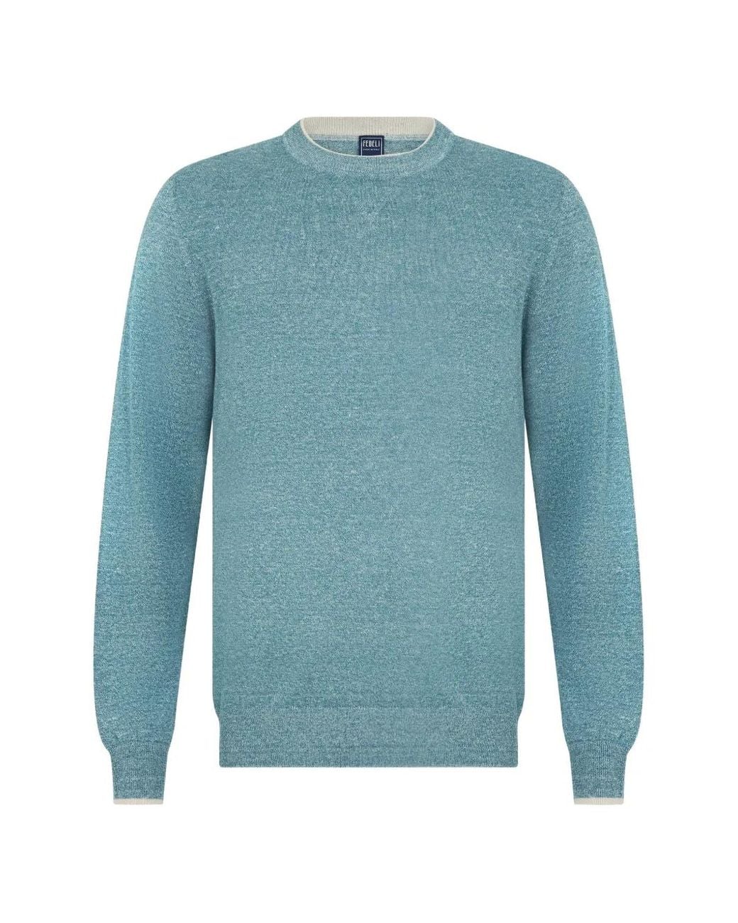 Fedeli Blue Crew-Neck Long-Sleeve Sweater for men