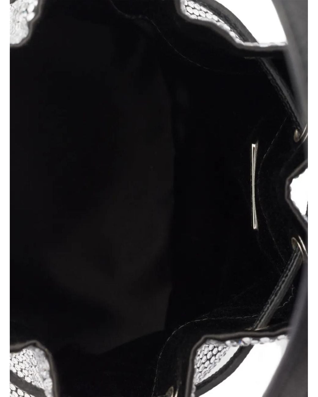 Prada Gray Mini Crystal-Embellished Bucket Bag
