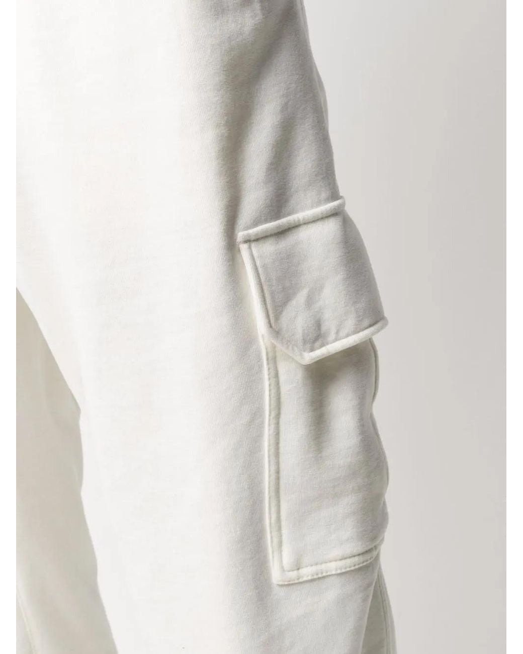 Brunello Cucinelli White Drawstring Cargo Cotton Joggers for men