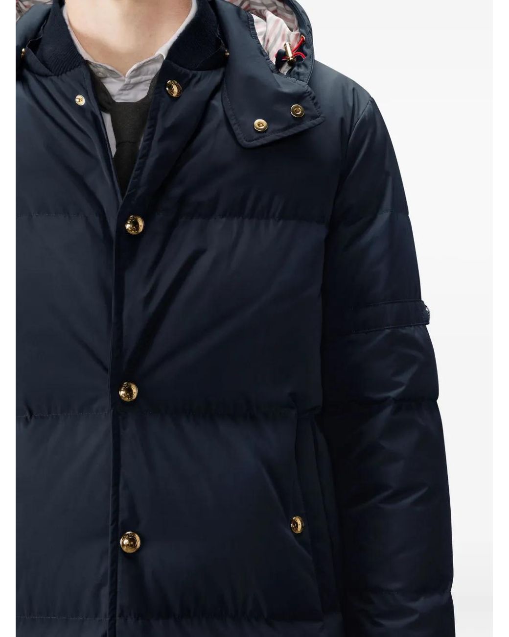 Abrigo Con Capucha Y Botones Thom Browne de hombre de color Blue
