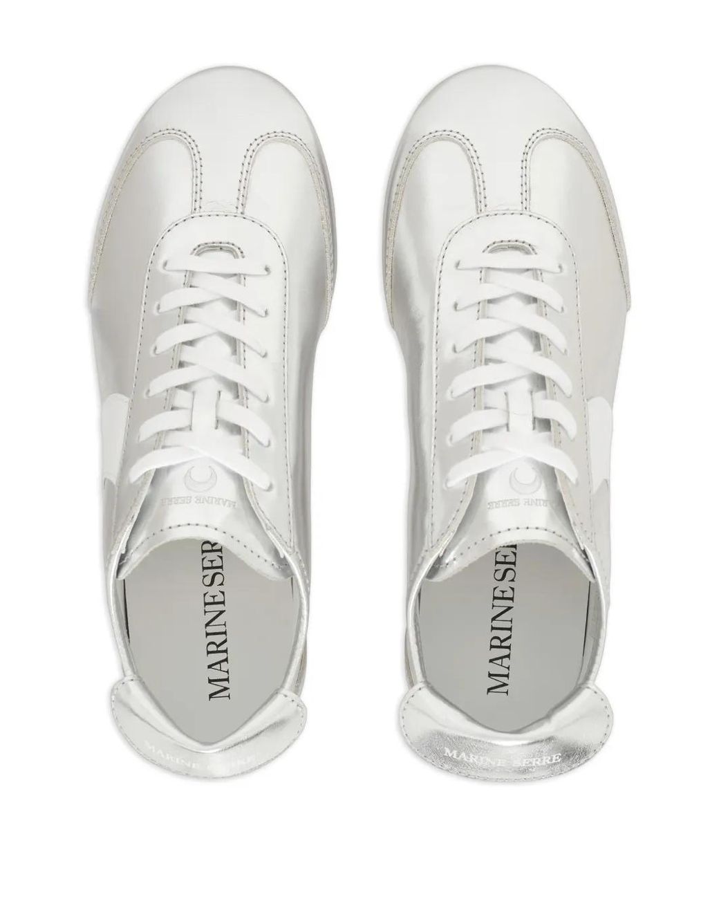 MARINE SERRE White Ms Astra Metallic-Effect Leather Sneakers for men