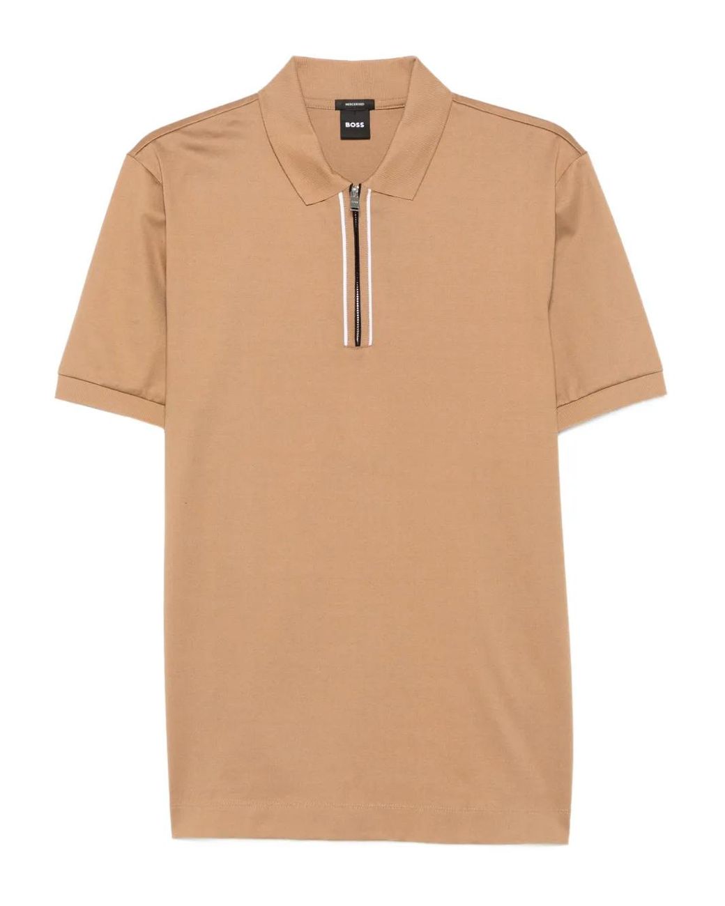 Boss Natural Zip-Front Polo Shirt for men
