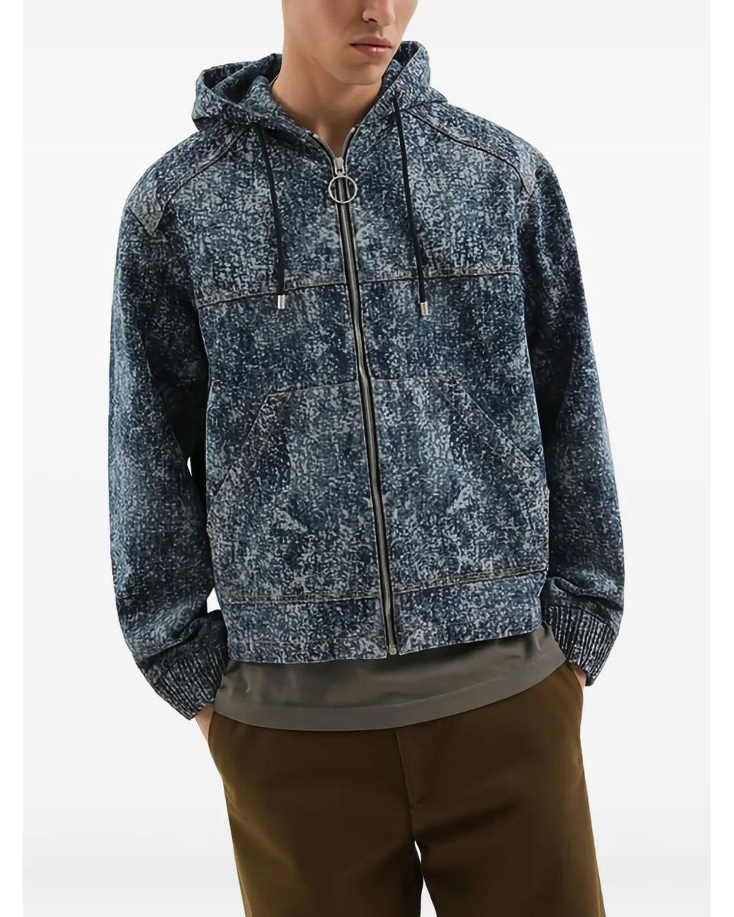 1989 STUDIO Blue Hooded Zip Jacket for men