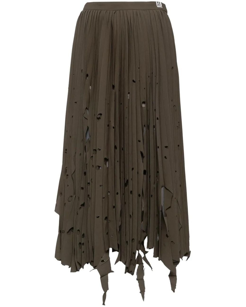Maison Mihara Yasuhiro Green Cut-Out Pleated Skirt