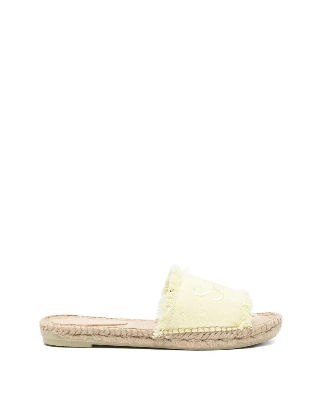 Mc2 Saint Barth White Luz Fringe Logo-Embroidered Sandals