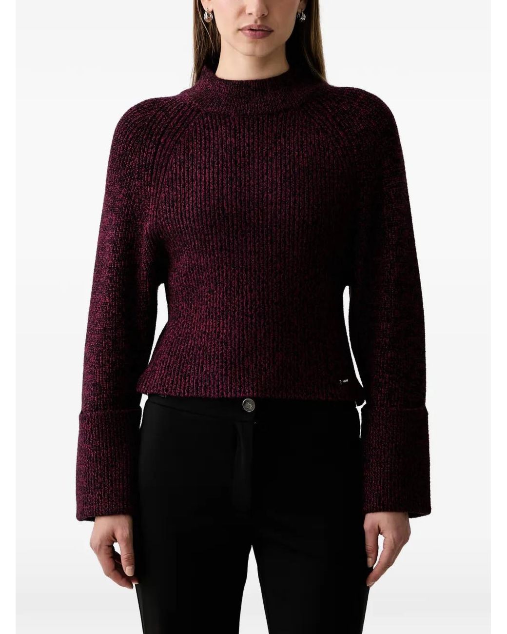DKNY Red Ribbed-Knit Raglan-Sleeve Sweater