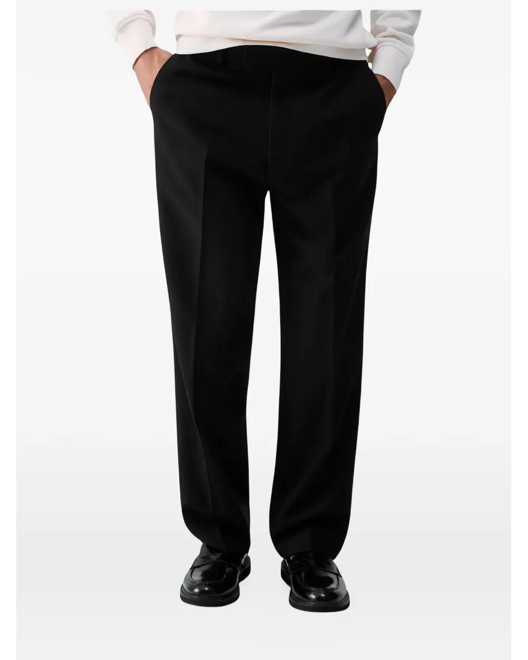 Liu Jo Black Pressed-Crease Tailored Trousers for men
