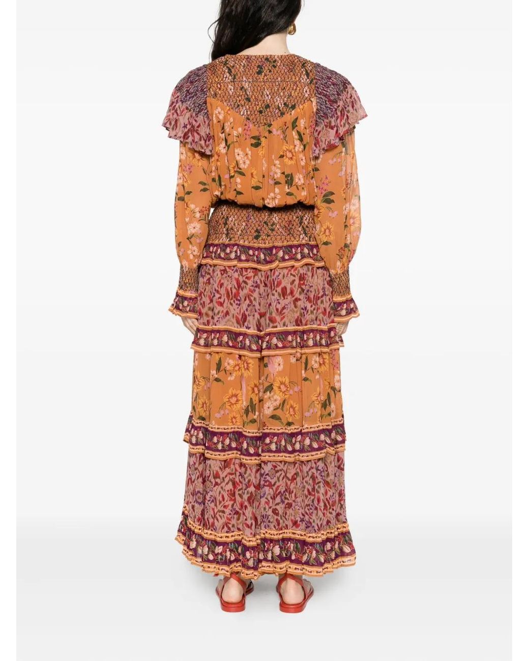 Farm Rio Brown Floral-Print Dress