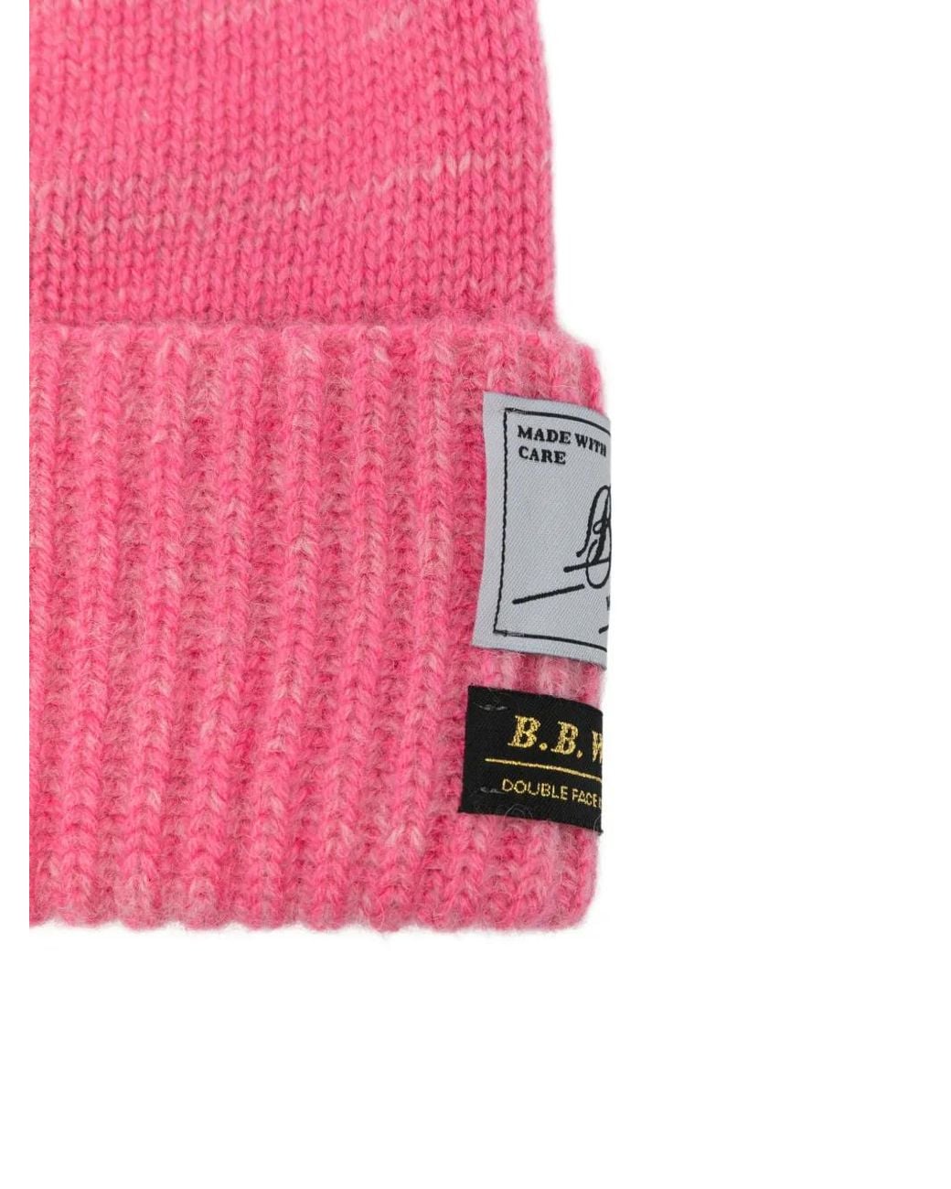 B.B. Wallace Pink Peyton Ribbed-Knit Beanie Hat