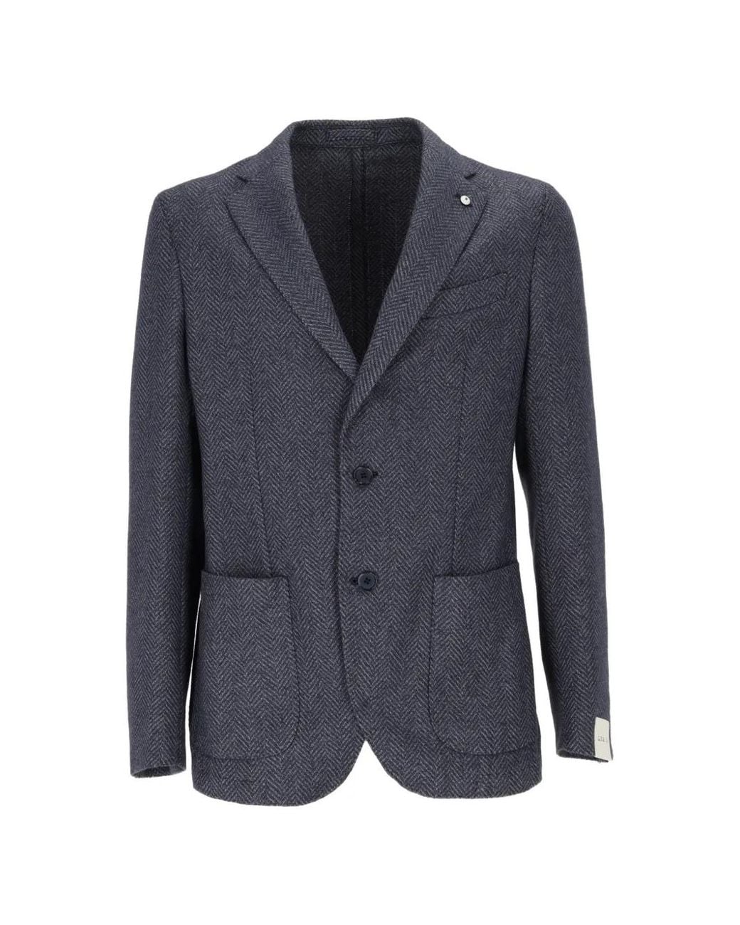 L.b.m. 1911 Blue Herringbone-Pattern Single-Breasted Blazer for men