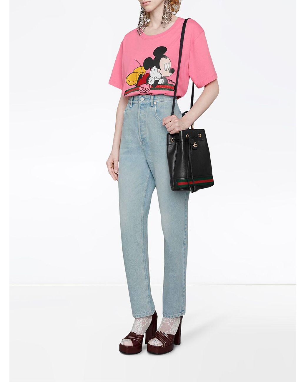 Gucci X Disney Mickey Patch Tapered Jeans in Blue | Lyst