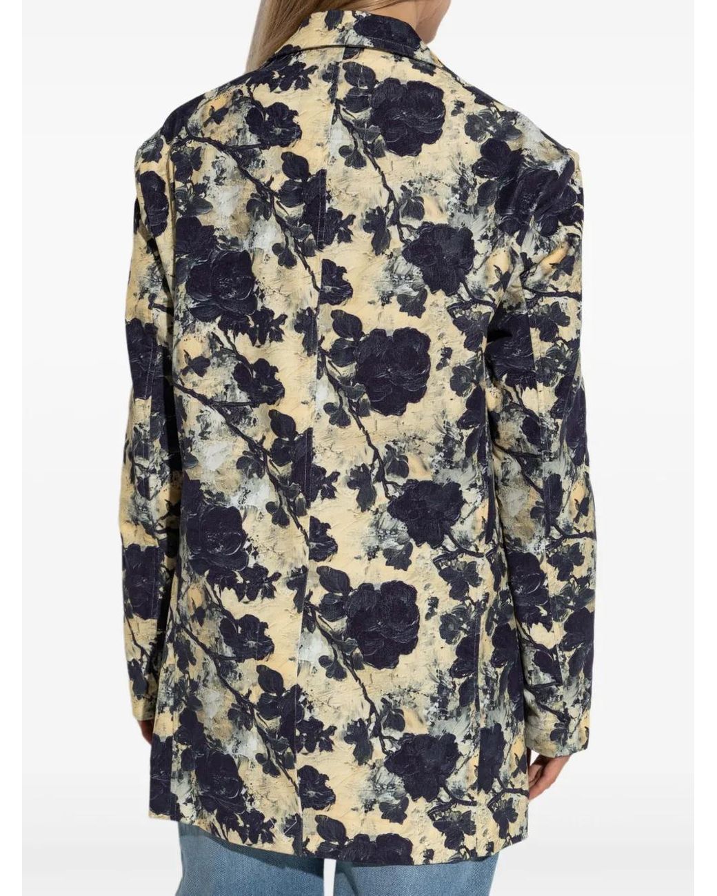 R13 Black Floral-Print Single-Breasted Blazer