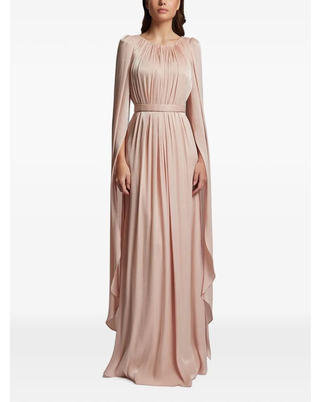 Cristallini Pink Robe Longue Plissée Studio À Mancherons