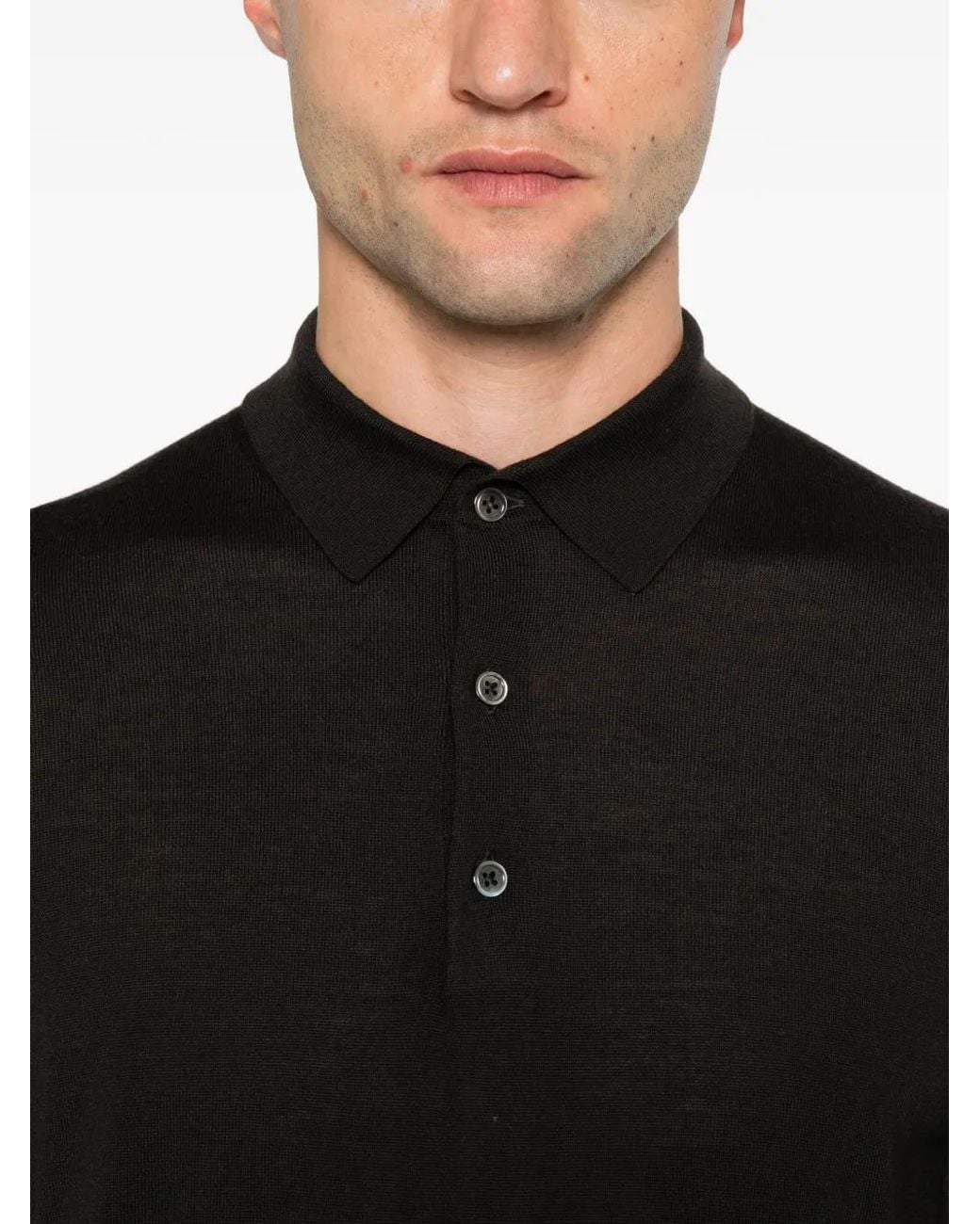 ÉPHÉMÈRE Black Long-Sleeve Polo Shirt for men