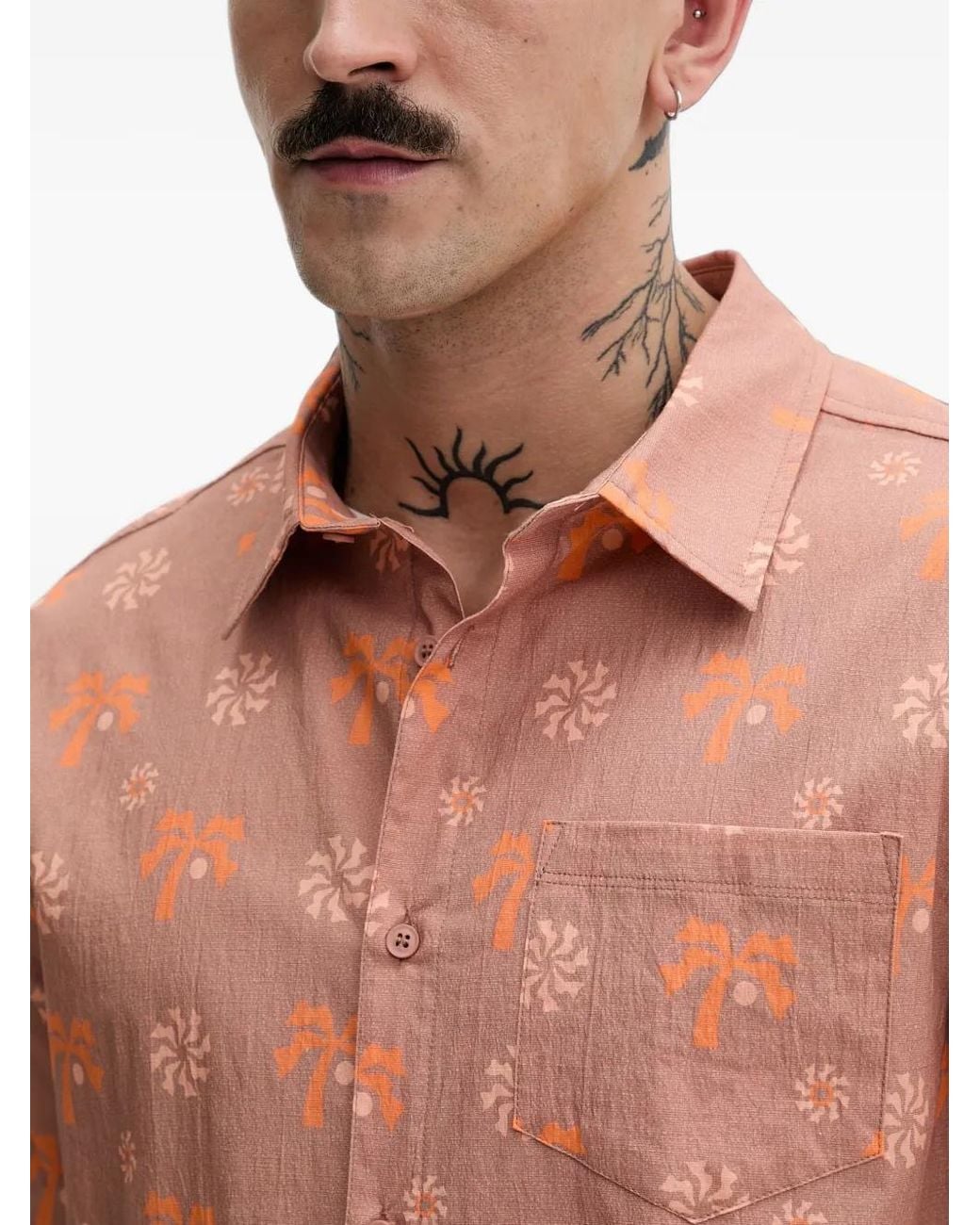 Hurley Pink Palm-Print Short-Sleeve Shirt for men