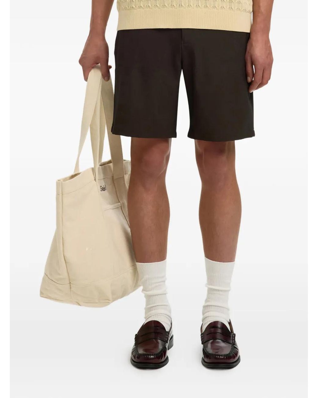 SELECTED Black Buttoned Shorts for men