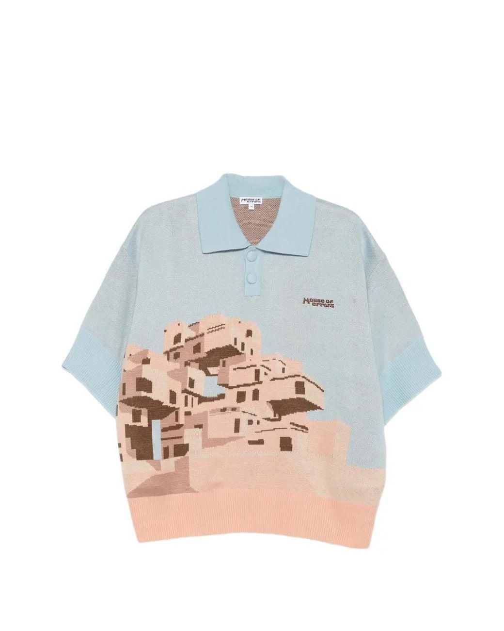 House of Errors Blue Logo-Embroidered Polo Shirt for men