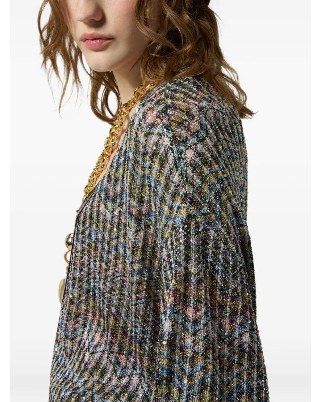 Missoni Gray Oversized Viscose-Blend Cardigan With Sequins