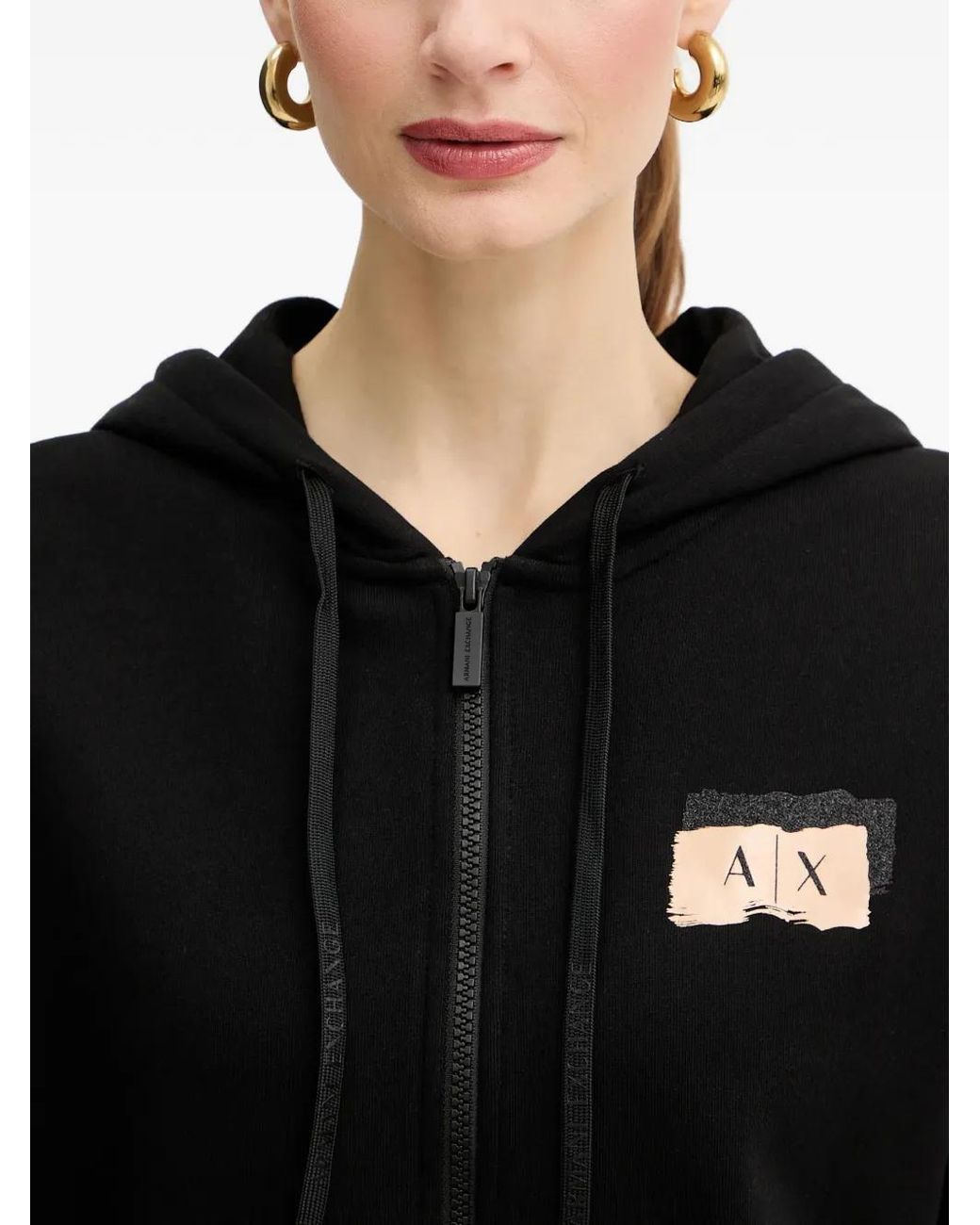 ARMANI EXCHANGE Black Zip Hoodie