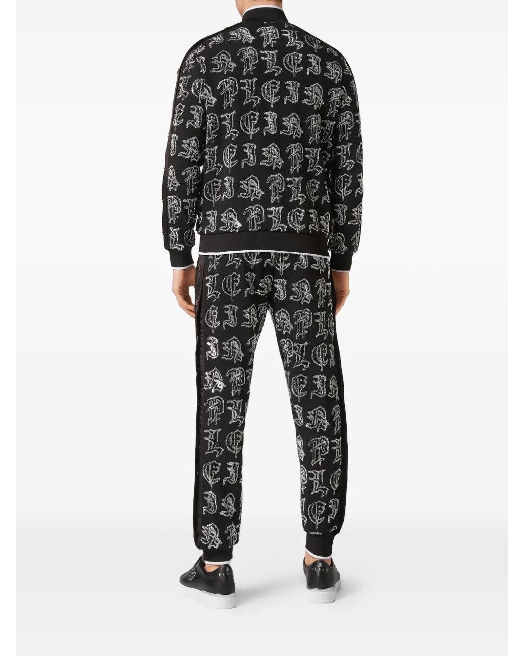 Philipp Plein Black Survêtement Gothic Plein Zippé (Deux Pièces) for men