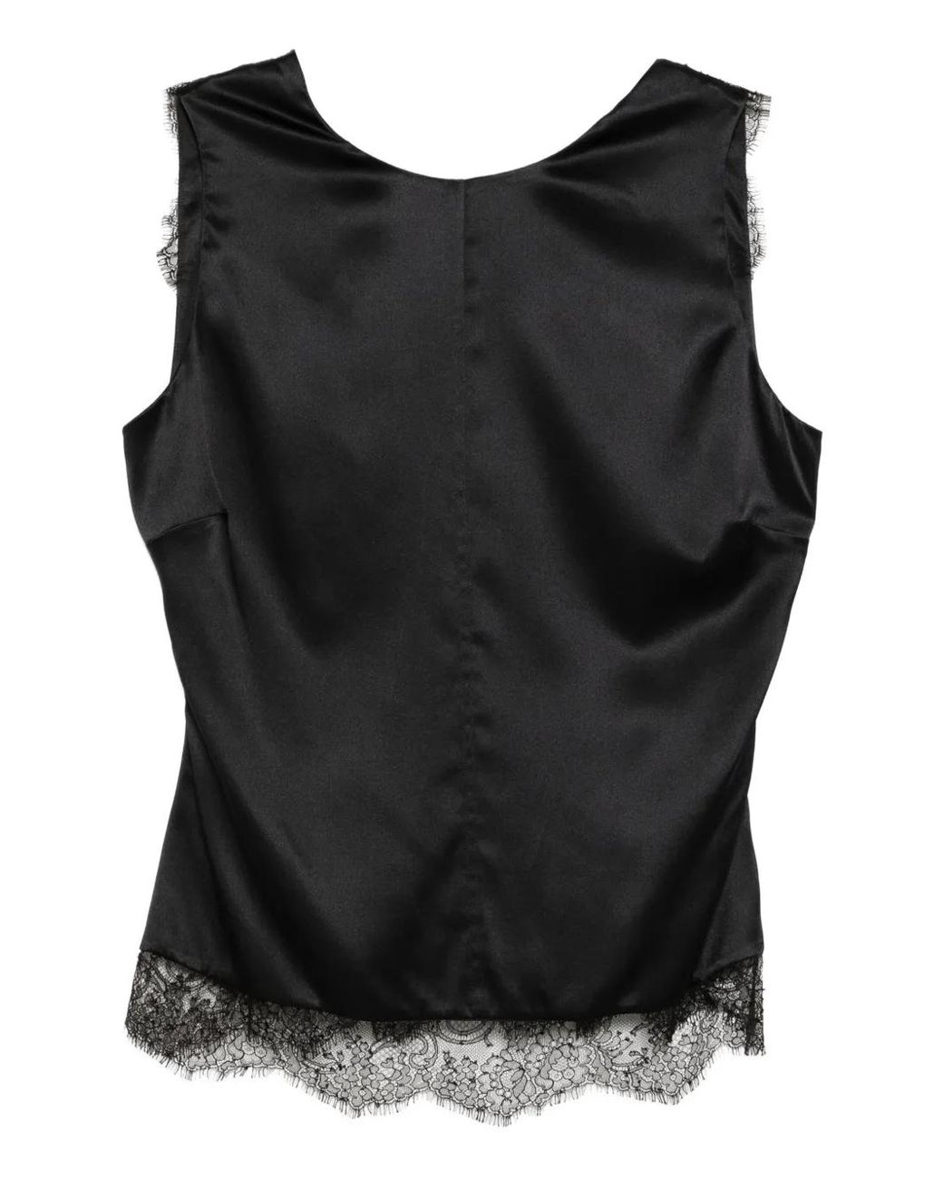 Tom Ford Black Lace-Trimmed Satin Top