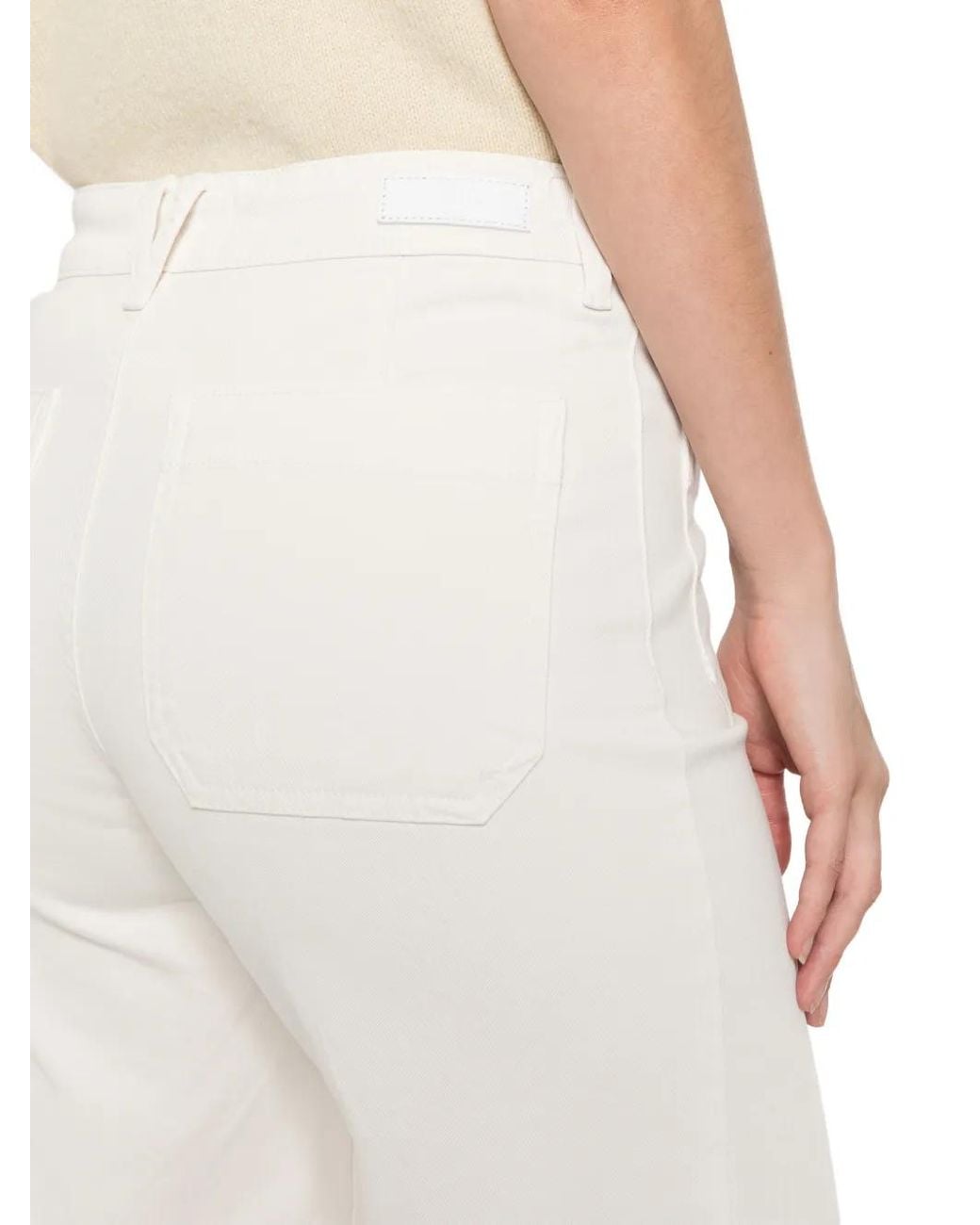 Five Jeans White Wide-Leg Patch-Pocket Trousers
