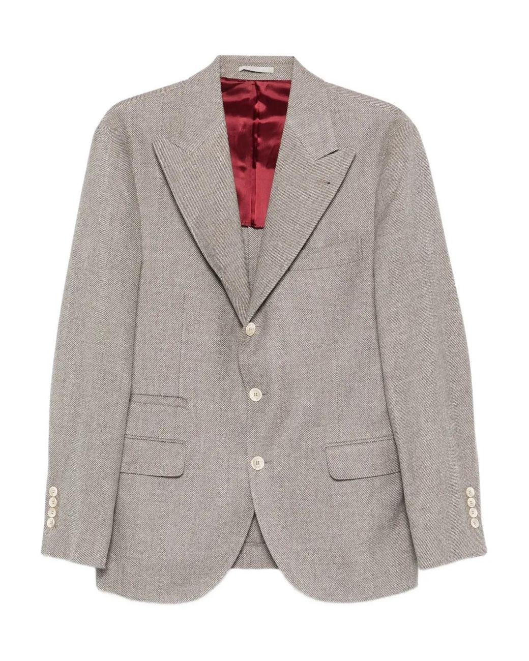 Brunello Cucinelli Sakko Mit Drei Knöpfen in Gray für Herren