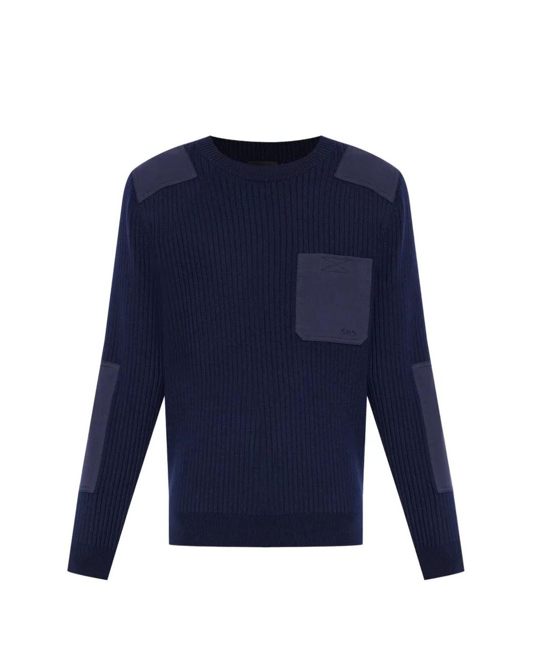 A.P.C. Blue Merino Wool Military Sweater for men
