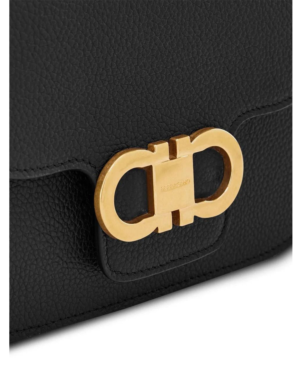 Ferragamo Black Double Gancini Cross Body Bag