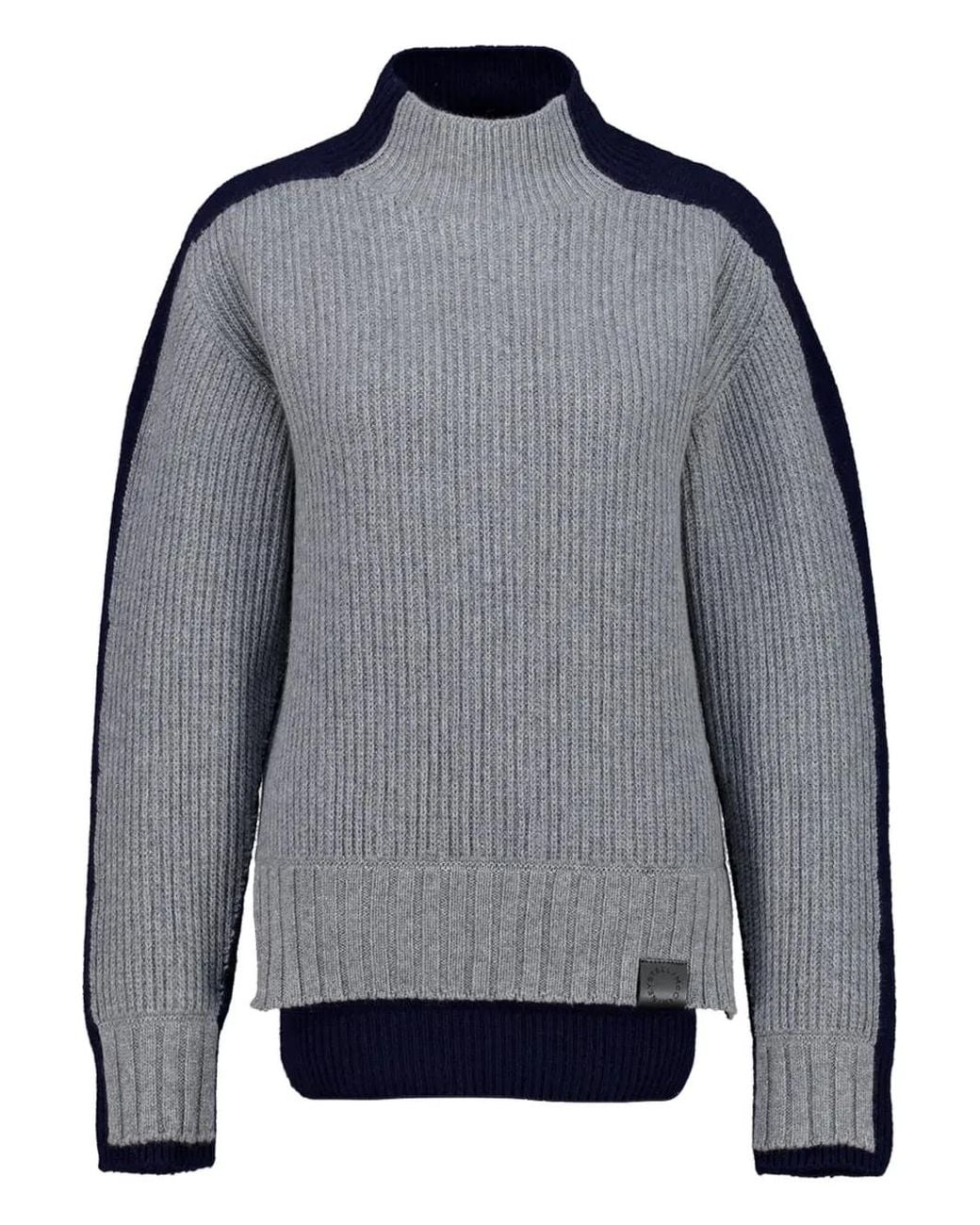 Stella McCartney Blue Turtleneck Contrast Panel Jumper