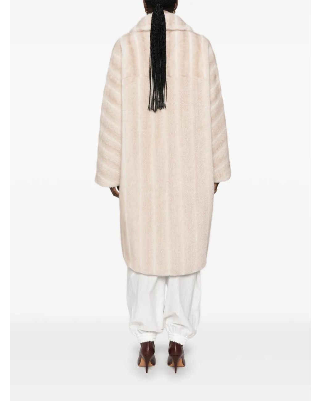 S.W.O.R.D White Double-Breasted Faux-Fur Coat