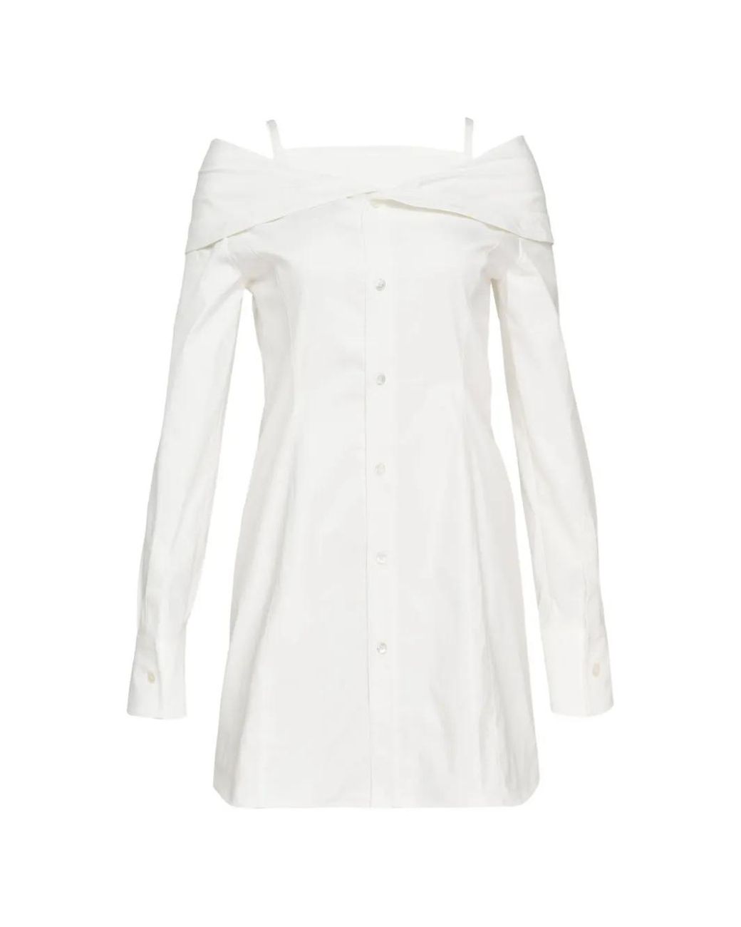 we11done White Fold-Over Off-Shoulder Dress