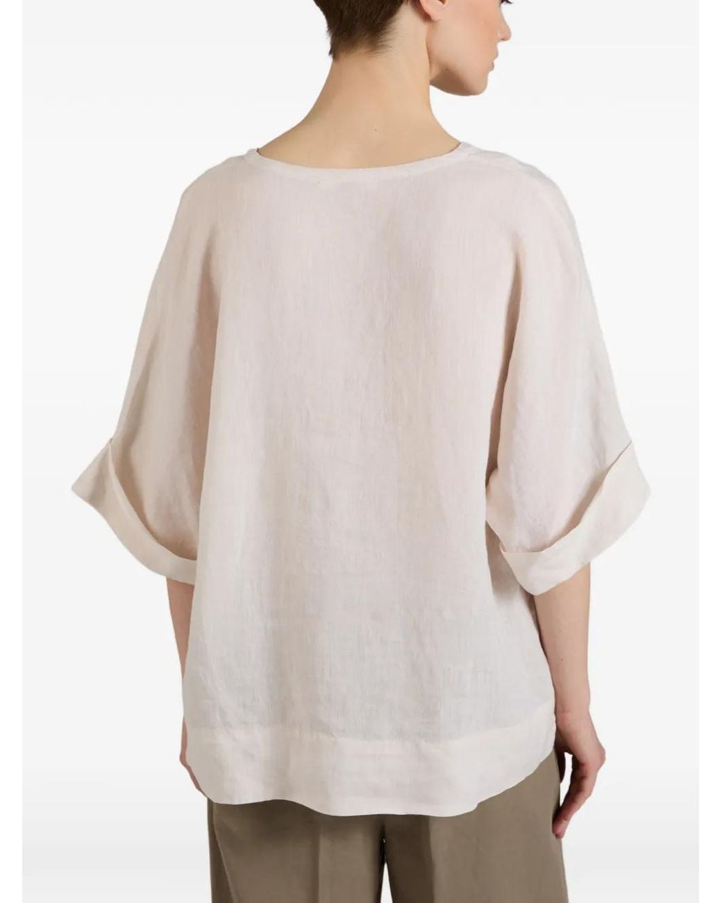 Glanshirt Natural Tie-Neck Blouse