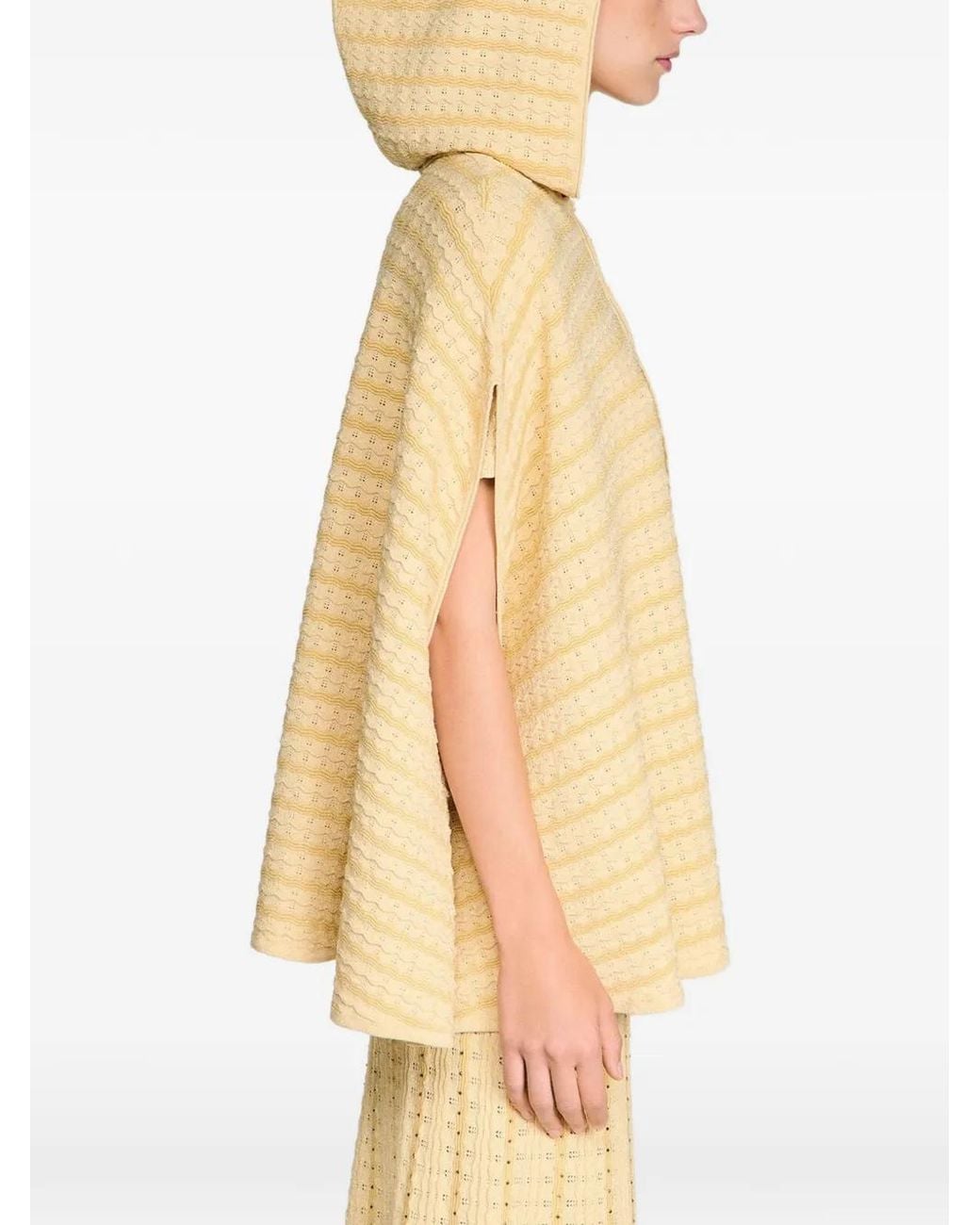 Sandro Natural Rhinestone Knit Cape