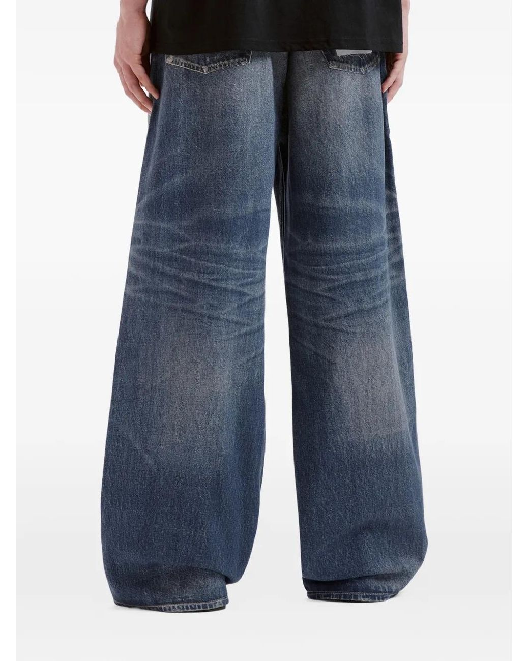 Izzue Blue Distressed Wide-Leg Jeans for men